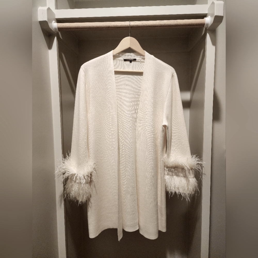 Kobi Halperin open front Ivory sweater, size large